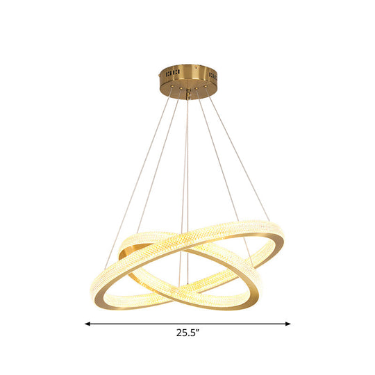 Minimalistic Led Chandelier: Circle Acrylic Suspension Pendant Light - 1/3/4 Tiers Brass Fixture