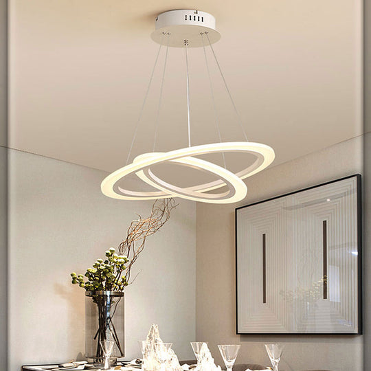 Modern Acrylic Led Chandelier - Coffee Hoop Pendant Light Kit (2/3 Tiered Small/Large Size) / 2