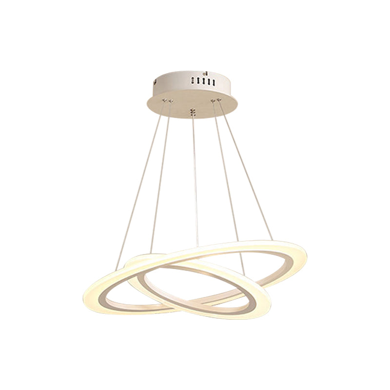 LED 2/3-Tiered Acrylic Chandelier - Modern Coffee Hoop Pendant Light Kit, Small/Large Size