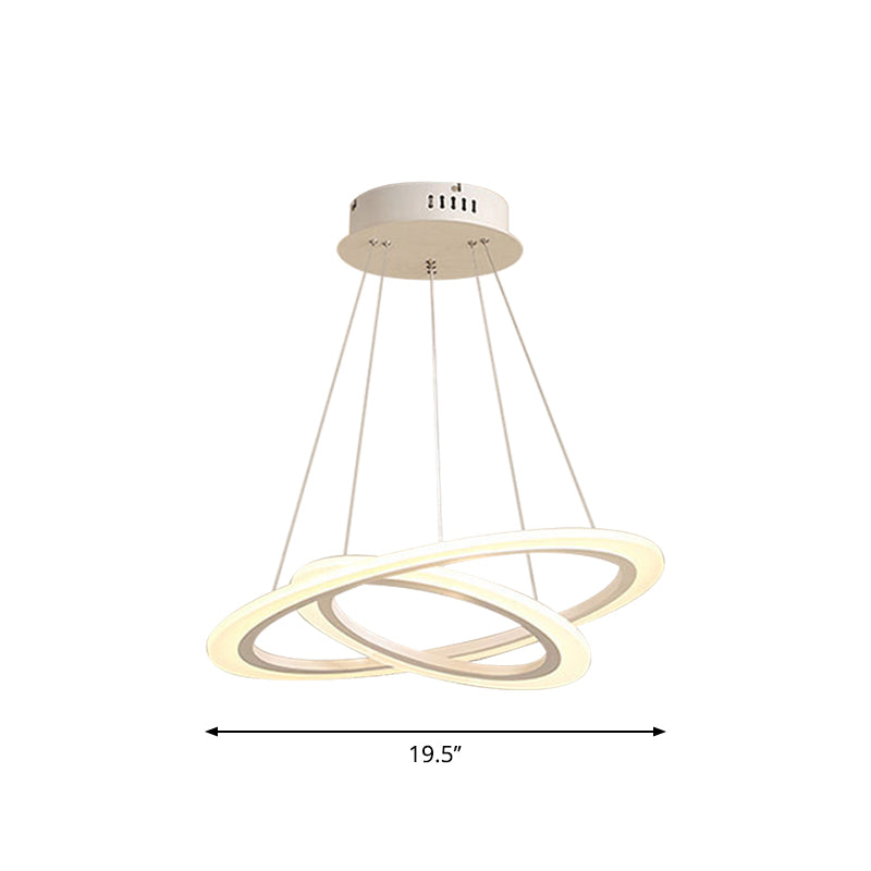 LED 2/3-Tiered Acrylic Chandelier - Modern Coffee Hoop Pendant Light Kit, Small/Large Size