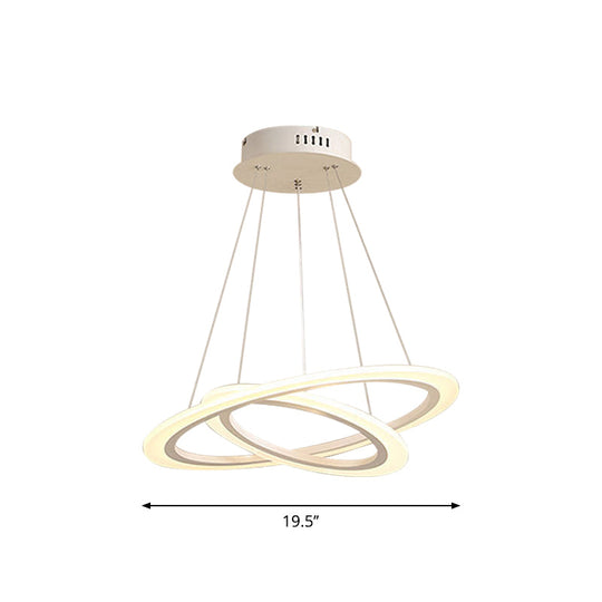 LED 2/3-Tiered Acrylic Chandelier - Modern Coffee Hoop Pendant Light Kit, Small/Large Size