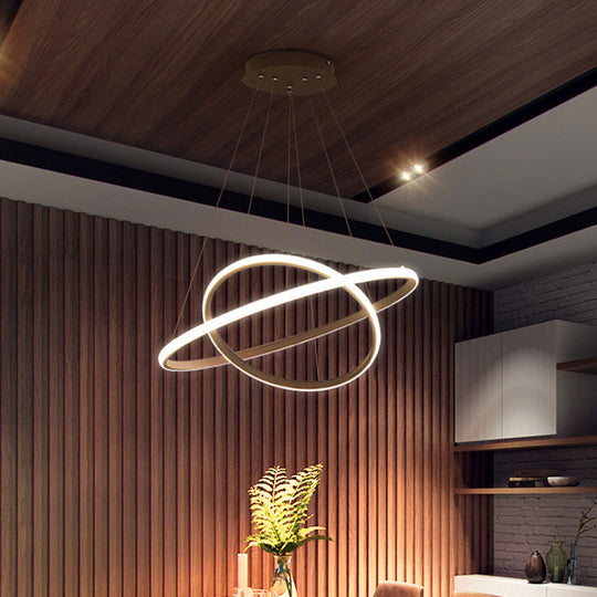 2/3 Tiered Pendant Led Chandelier For Modern Dining Rooms In White/Coffee Acrylic Coffee / 2 Tiers