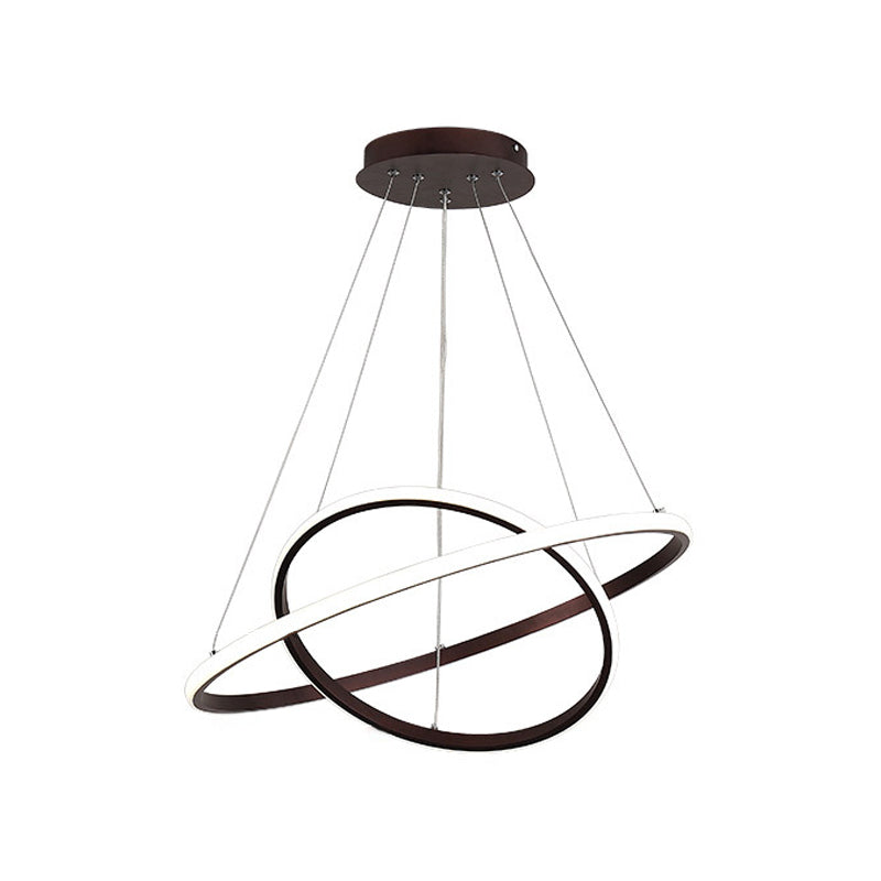 2/3 Tiered Pendant Led Chandelier For Modern Dining Rooms In White/Coffee Acrylic