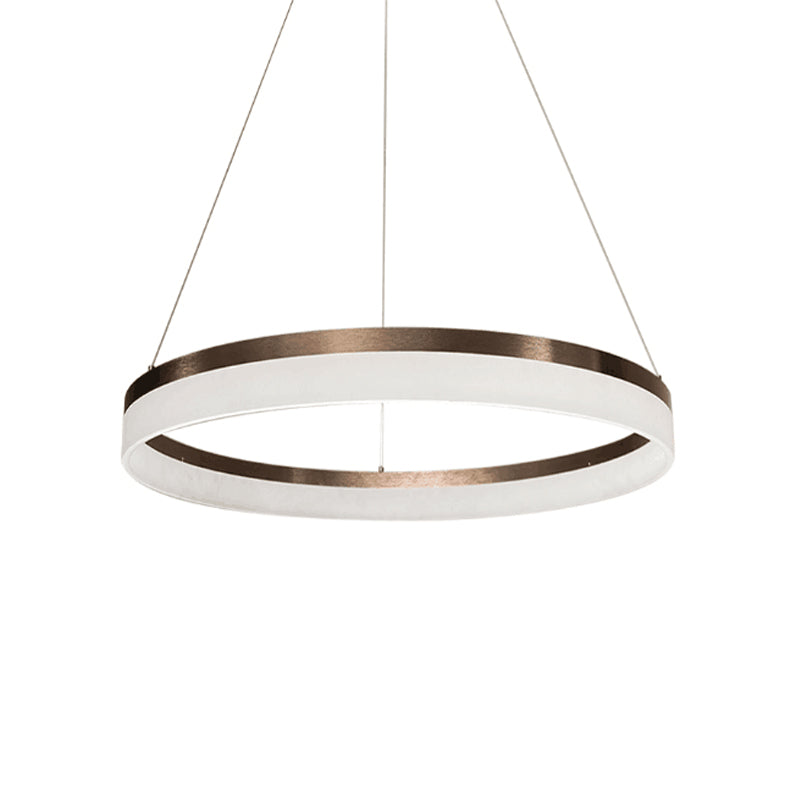 Minimalistic Acrylic LED Pendant Light Kit - Circle Chandelier in Brown for Bedroom - Choose 1 to 3 Tiers