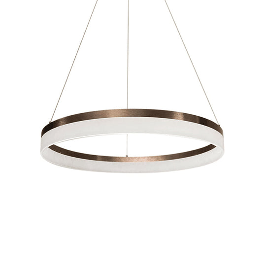 Minimalistic Acrylic LED Pendant Light Kit - Circle Chandelier in Brown for Bedroom - Choose 1 to 3 Tiers