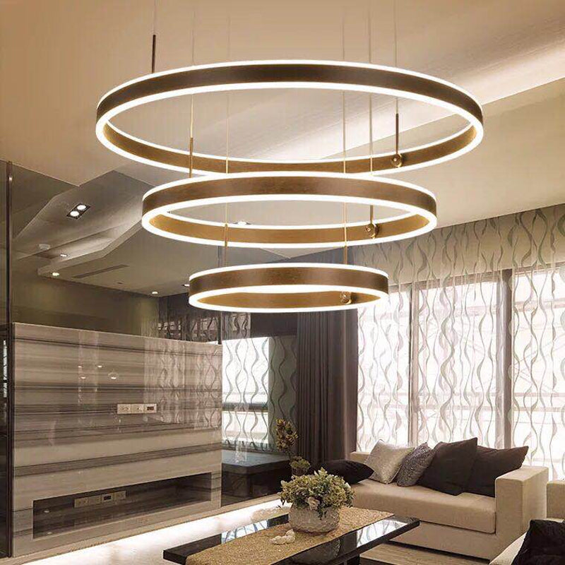 2/3 Tiered Coffee Acrylic Led Chandelier Pendant - Stylish Hanging Lamp For Parlor