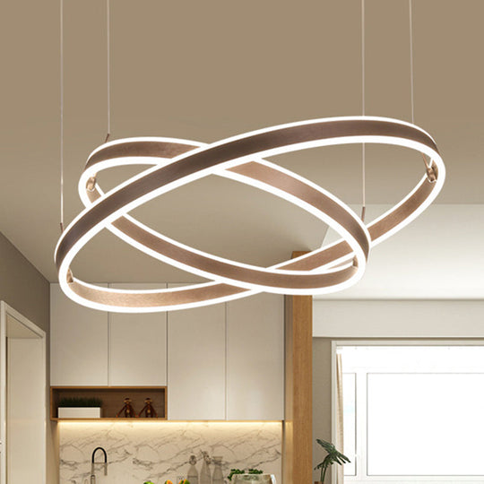 Simple Acrylic LED Chandelier Pendant - 2/3 Tiered Tapered Parlor Hanging Lamp in Coffee