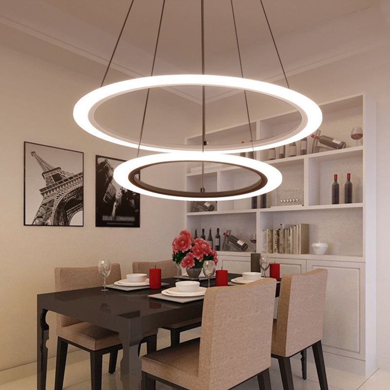 Multi Tier 2-3-4 Pendant Chandelier Acrylic White LED Ceiling Hang Light for Dining Room