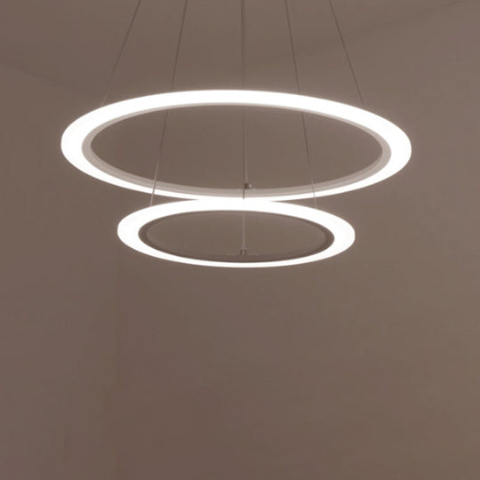 Multi Tier 2-3-4 Pendant Chandelier Acrylic White LED Ceiling Hang Light for Dining Room