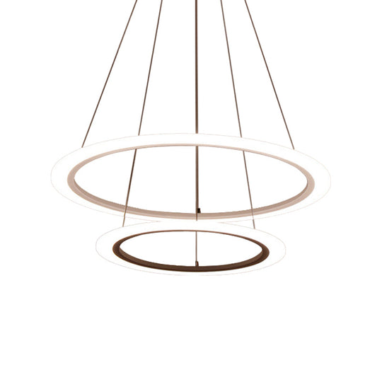 Minimalist Acrylic White Led Pendant Chandelier - Circular 2/3/4-Tier Ceiling Hang Light For Dining