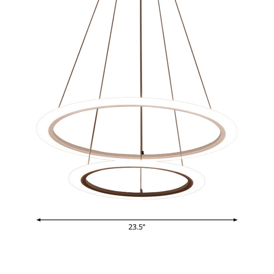 Minimalist Acrylic White Led Pendant Chandelier - Circular 2/3/4-Tier Ceiling Hang Light For Dining