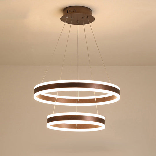 Acrylic Led Chandelier - 2/3 Tier Modern Circle Design For Living Room Ceiling Coffee