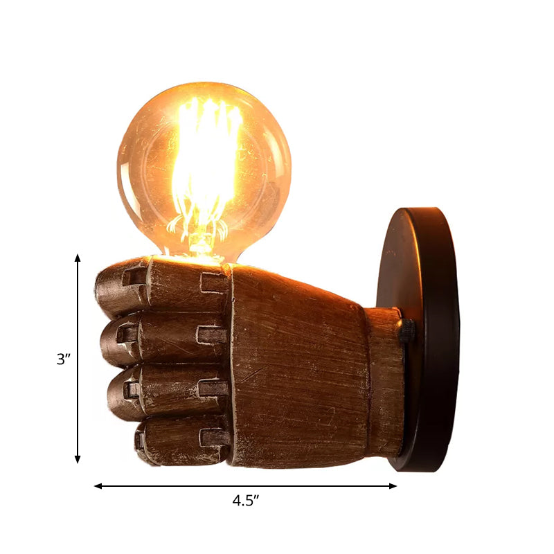 Resin 1-Bulb Wall Sconce Decor - Elegant Left/Right Hand Brown Light For Corridor