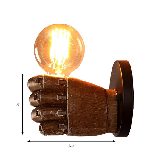 Resin 1-Bulb Wall Sconce Decor - Elegant Left/Right Hand Brown Light For Corridor