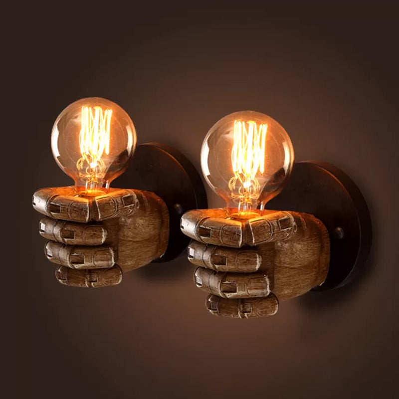 Resin 1-Bulb Wall Sconce Decor - Elegant Left/Right Hand Brown Light For Corridor / Right