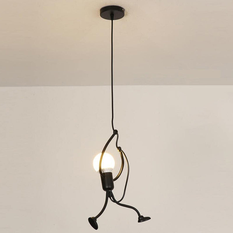 Serena - Small Small Man Hanging Ceiling Light Artistic Metallic 1/3-Head Bedroom Pendant in Black