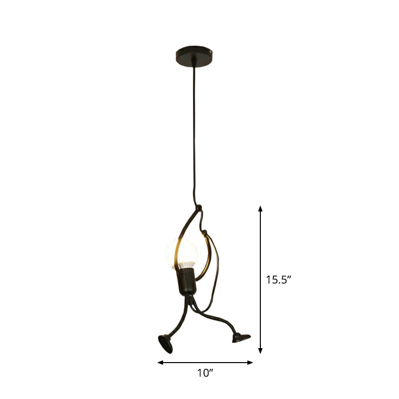 Serena - Small Small Man Hanging Ceiling Light Artistic Metallic 1/3-Head Bedroom Pendant in Black