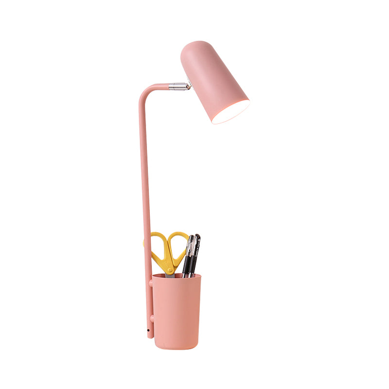 Metal Cup Desk Light - Macaron Style Reading Lamp With Pen Holder For Study Room