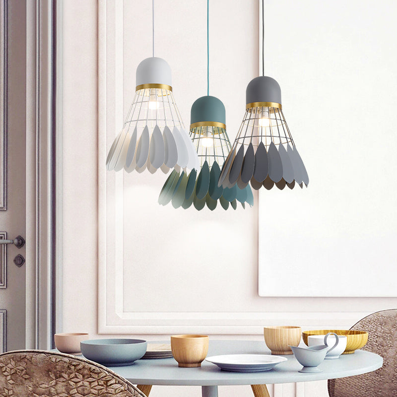 Modern Badminton Hanging Lamp - Artistic Metallic Pendant Ceiling Light For Dining Room