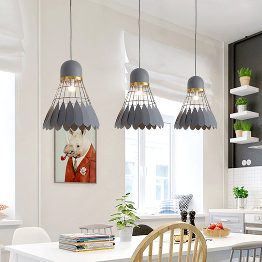 Modern Badminton Hanging Lamp - Artistic Metallic Pendant Ceiling Light For Dining Room