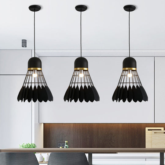 Modern Badminton Hanging Lamp - Artistic Metallic Pendant Ceiling Light For Dining Room