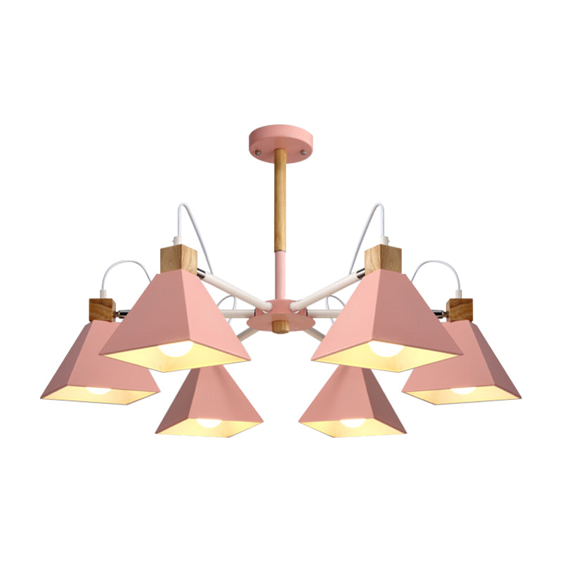 Stylish Rotatable Macaron Wood Chandelier - 6 Lights Ideal For Baby Room Ceiling Pendant