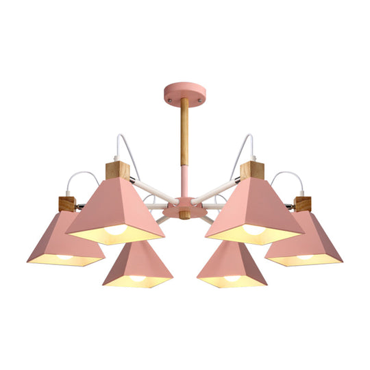 Stylish Rotatable Macaron Wood Chandelier - 6 Lights Ideal For Baby Room Ceiling Pendant