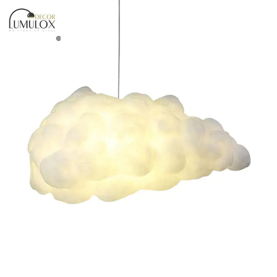 Cloudy Hanging Pendant Light Artistry Fabric 1-Head Living Room Ceiling Light in White