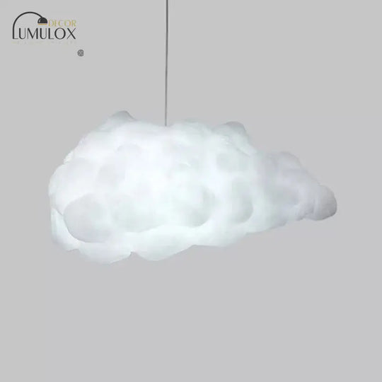 Cloudy Hanging Pendant Light Artistry Fabric 1-Head Living Room Ceiling Light in White