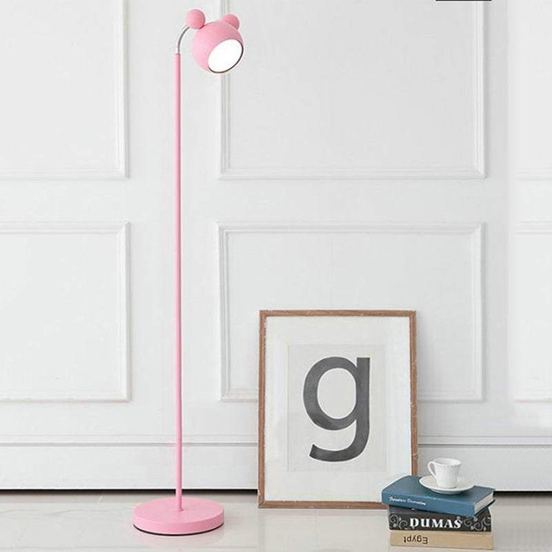 2-In-1 Macaron Loft Metal Floor Light For Living Room And Study Modern Head Mouse Design Pink