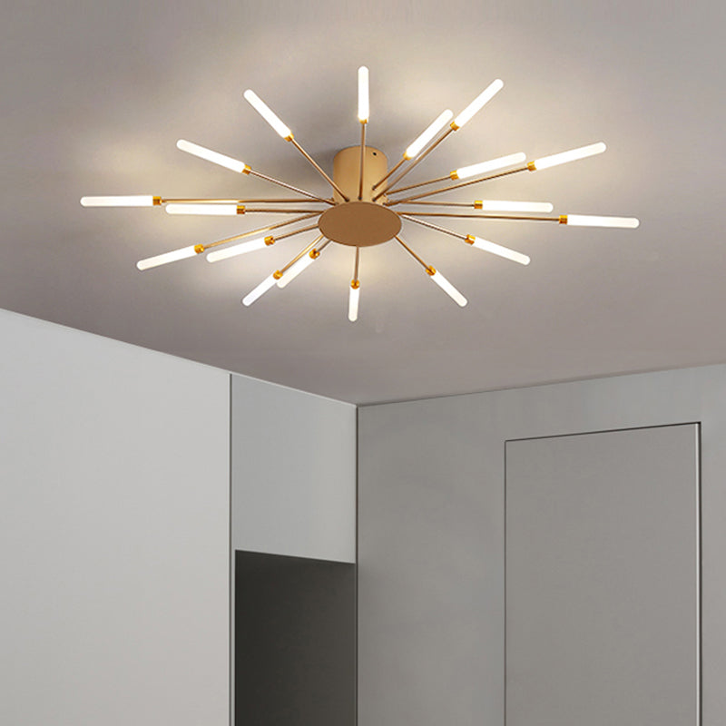 Contemporary Black/Gold Ceiling Light Fixture With Acrylic Led For Bedroom - Semi Flush Mounted