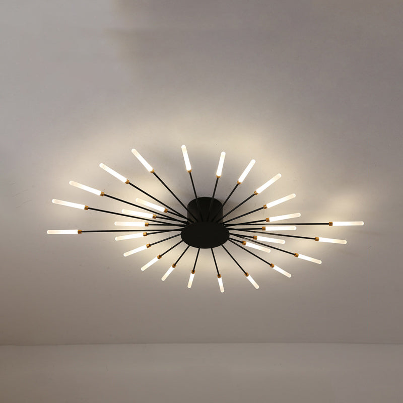 Contemporary Black/Gold Ceiling Light Fixture With Acrylic Led For Bedroom - Semi Flush Mounted