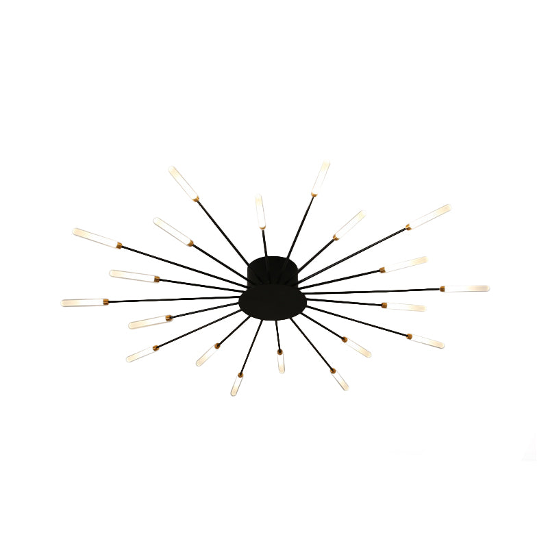 Contemporary Black/Gold Ceiling Light Fixture With Acrylic Led For Bedroom - Semi Flush Mounted