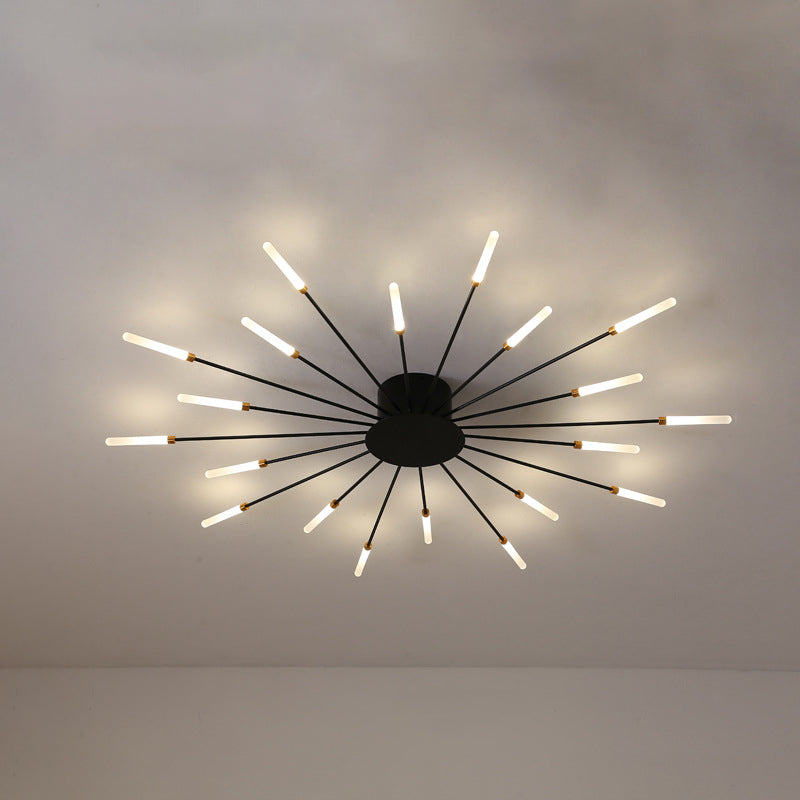 Contemporary Black/Gold Ceiling Light Fixture With Acrylic Led For Bedroom - Semi Flush Mounted