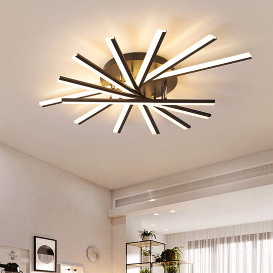 Modern Spiral Design Led Ceiling Lamp - Metallic Finish 5/9-Light Black/White Warm/White Light 9 /