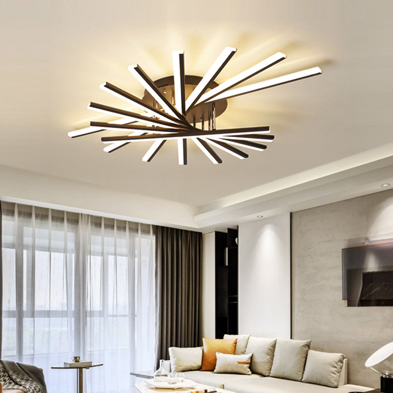 Modern Spiral Design Led Ceiling Lamp - Metallic Finish 5/9-Light Black/White Warm/White Light