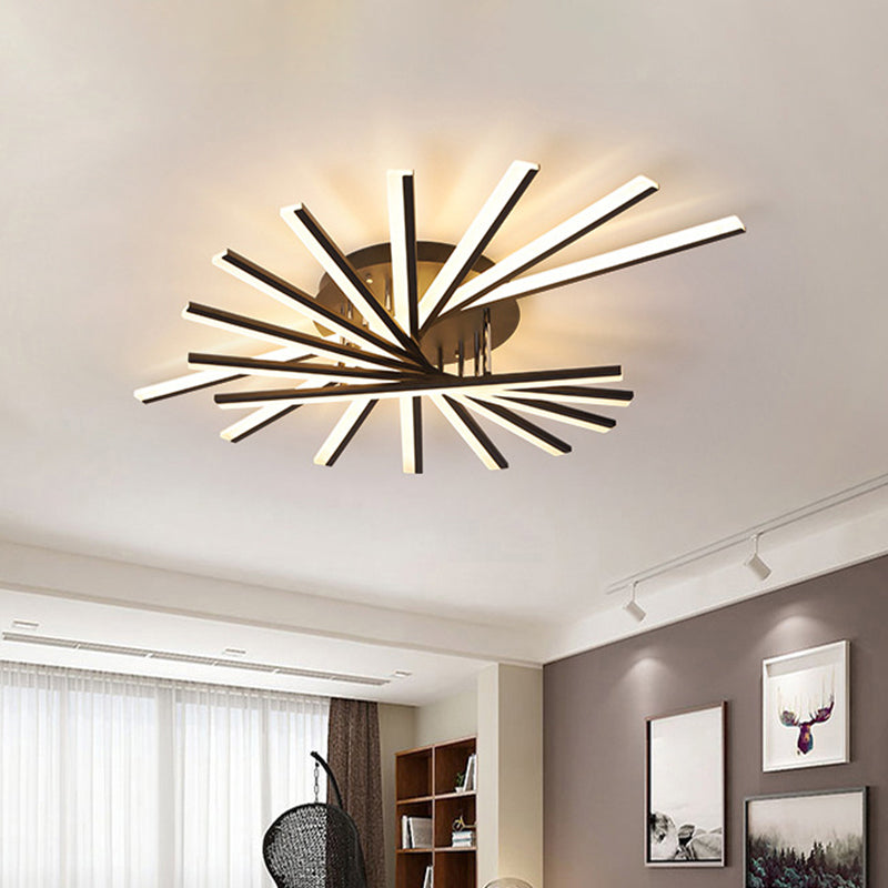 Modern Spiral Design Led Ceiling Lamp - Metallic Finish 5/9-Light Black/White Warm/White Light