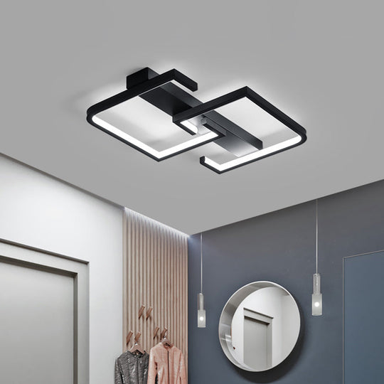 Modern Black Metal C Letter LED Ceiling Light with Warm/White Semi Flush Mount