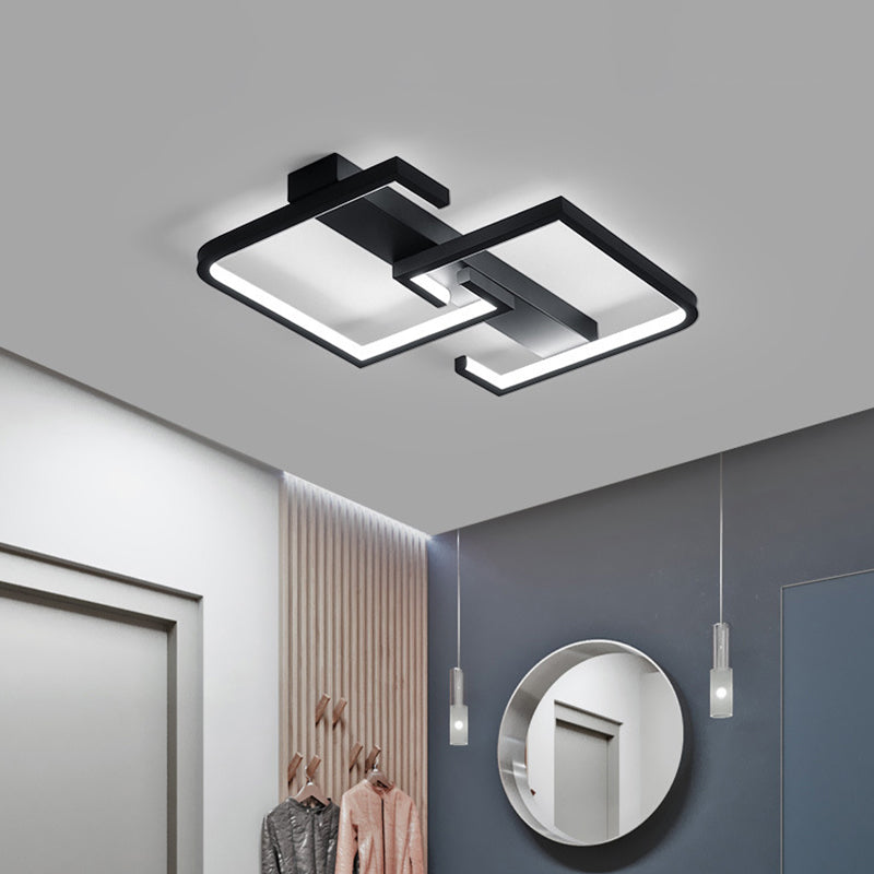 Modern Black Metal C Letter Led Ceiling Light With Warm/White Semi Flush Mount / Warm