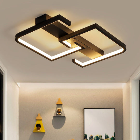 Modern Black Metal C Letter LED Ceiling Light with Warm/White Semi Flush Mount