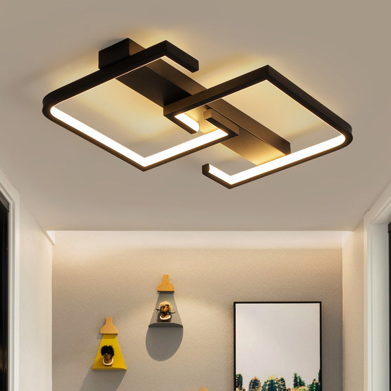 Modern Black Metal C Letter Led Ceiling Light With Warm/White Semi Flush Mount