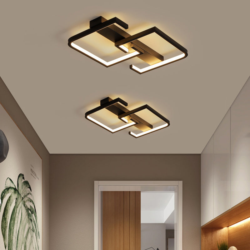 Modern Black Metal C Letter LED Ceiling Light with Warm/White Semi Flush Mount