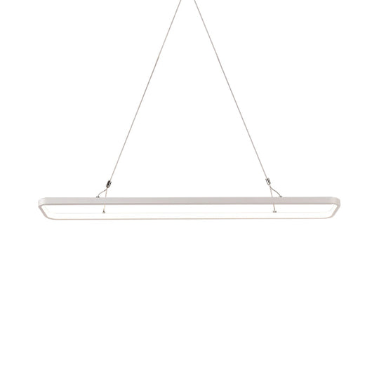 Minimalistic White Led Pendant Light For Dining Room With Acrylic Shade - Rectangle Shape Warm/White