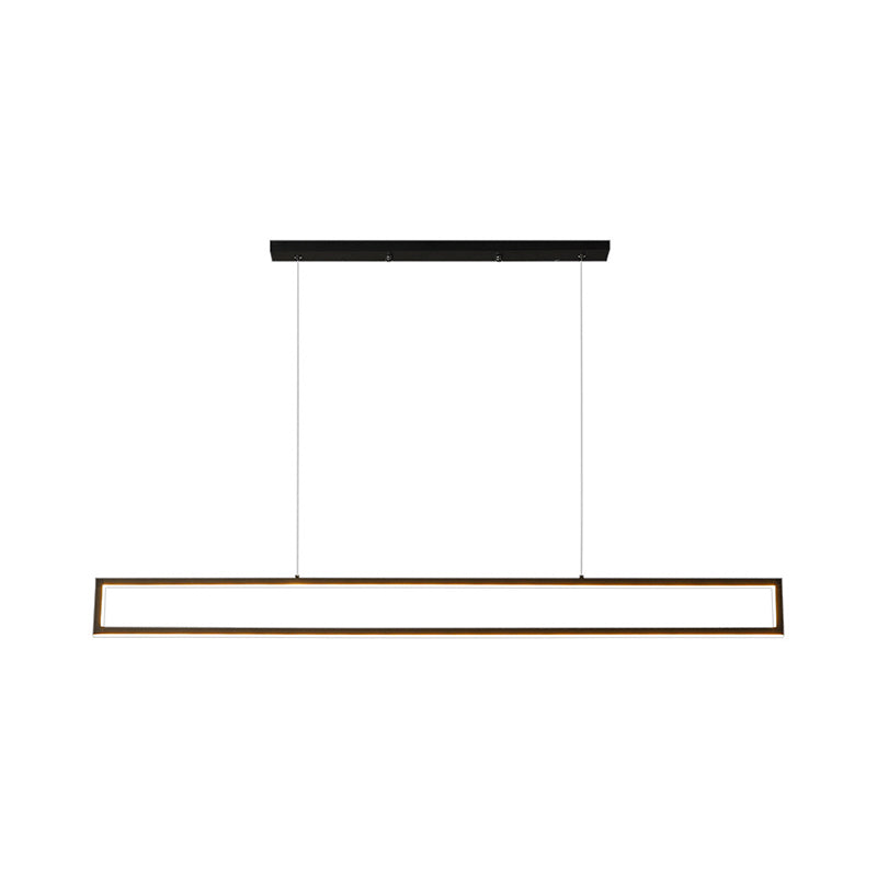 Sleek 39/47 Rectangular Hanging Lamp: Simplicity Aluminum Led Island Pendant For Dining Room With