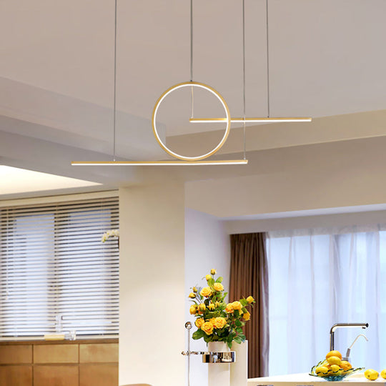 Modern Geometric Led Pendant Light In Black/Gold Warm/White Illumination - Ideal For Kitchen