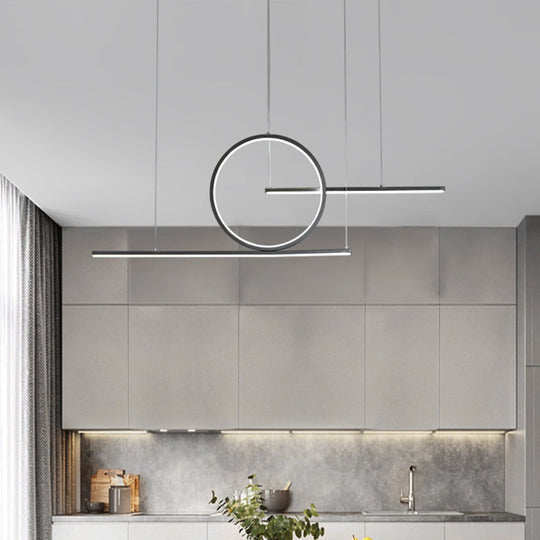 Modern Geometric Led Pendant Light In Black/Gold Warm/White Illumination - Ideal For Kitchen