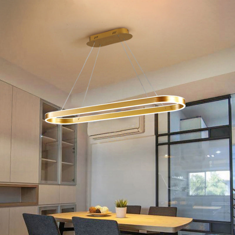 Simplicity Ellipse Led Island Pendant Acrylic Ceiling Light - Black/White/Gold Width Options: