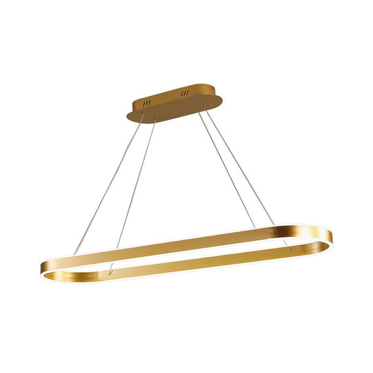 Simplicity Ellipse Led Island Pendant Acrylic Ceiling Light - Black/White/Gold Width Options: