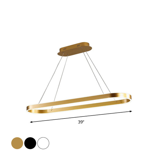 Simplicity Ellipse Led Island Pendant Acrylic Ceiling Light - Black/White/Gold Width Options: