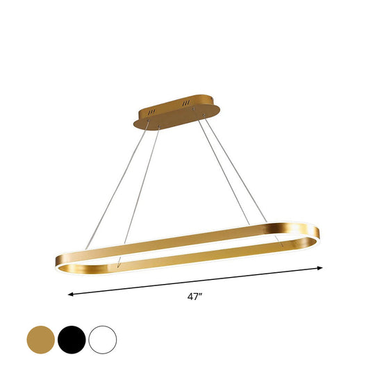 Simplicity Ellipse Led Island Pendant Acrylic Ceiling Light - Black/White/Gold Width Options: